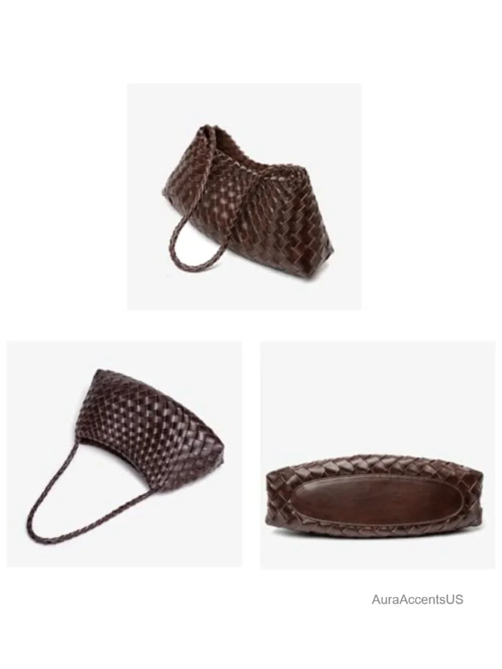 Small Woven Hobo Shoulder Bag Faux Leather Purse Handbags